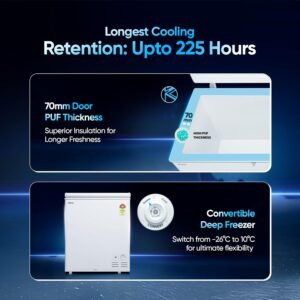 Compact White Freezer with Removable Cleaning Door Design