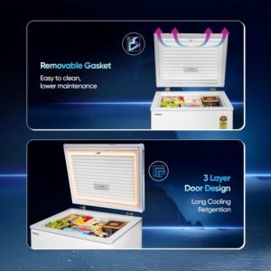 Compact White Freezer with Removable Cleaning Door Design